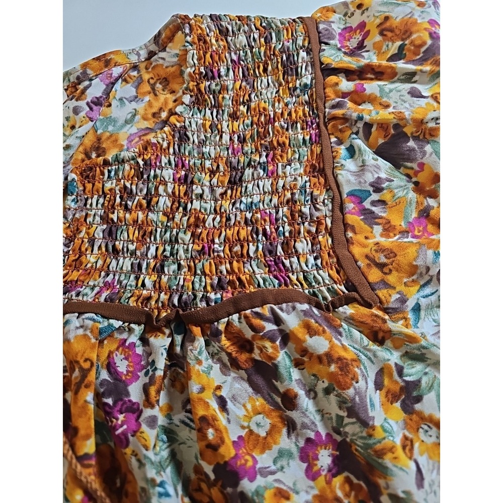 Lady Floral Blouse Long Sleeve Loose Boho Cottagecore Hippie Gypsy Swing Size XL - Picture 5 of 13